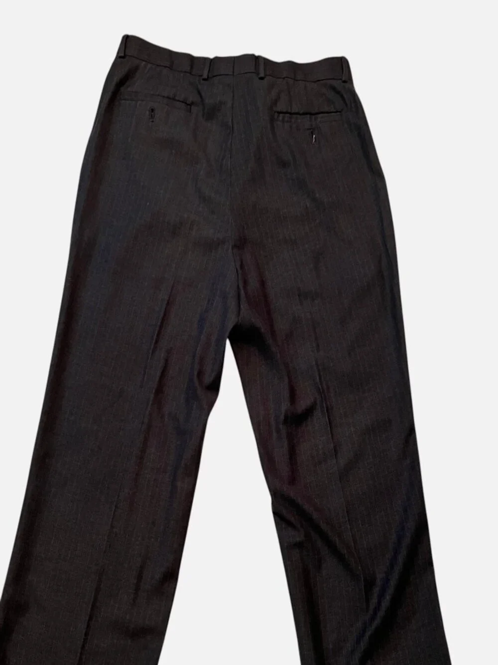 Braggi Men's Dress Pants 38x30 Charcoal Gray Pinstripe Flat Front Straight Leg